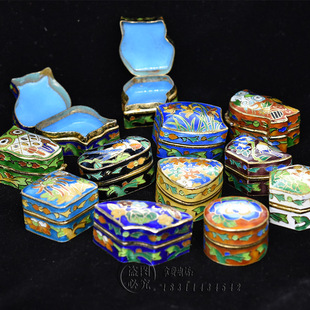 清仓北京景泰蓝猫头鹰胭脂盒卡扣粉盒随身携带口红盒旅游纪念礼品