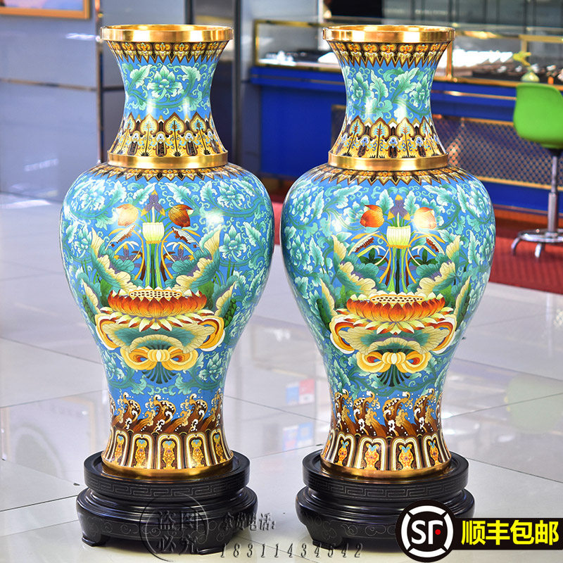 张向东北京景泰蓝40寸观音瓶一米落地大花瓶铜胎掐丝珐琅客厅摆件
