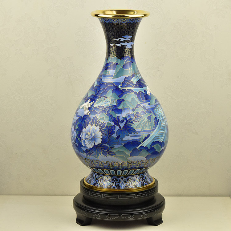北京景泰蓝花瓶15寸和平欢歌铜胎掐丝珐琅传统手工艺外事出国礼品