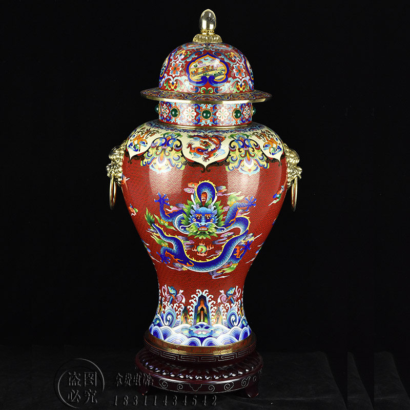 北京景泰蓝花瓶张同禄大国雄风将军罐铜胎掐丝珐琅摆件商务礼品,特色手工艺,景泰蓝,淘宝优惠券,粉丝福利购,淘宝优惠卷