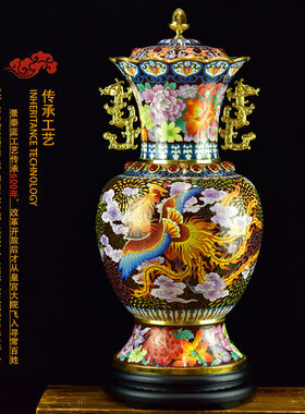 戴嘉林景泰蓝花瓶25寸普天同庆