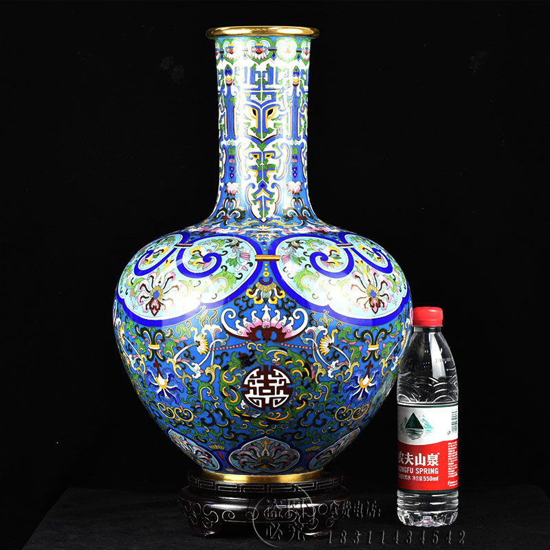 故宫文创景泰蓝花瓶18寸仿古天球瓶北京特色手工艺乔迁贺寿礼品