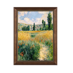 莫奈世界名画装饰画高级感美式餐厅挂画客厅油画欧式走廊竖版壁画