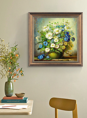 美式餐厅装饰画客厅壁画卧室床头挂画欧式花卉仿油画饭厅餐桌墙画