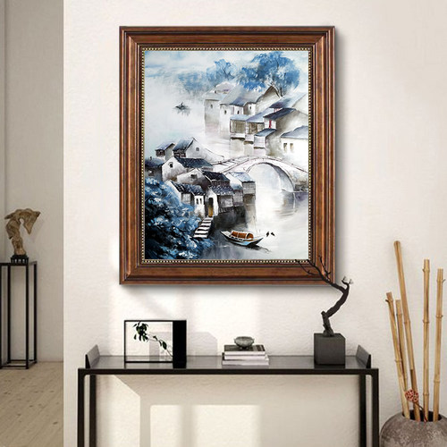 客厅江南水乡背景墙风景装饰画