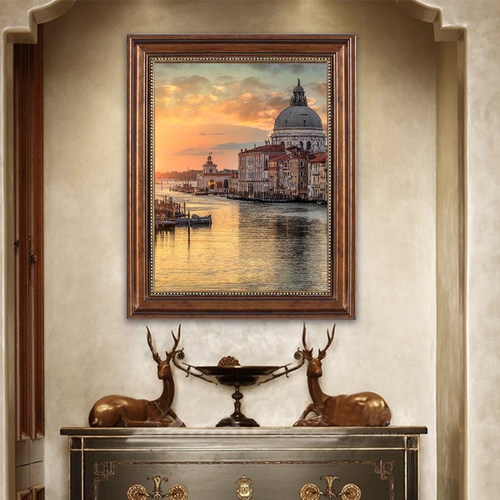 走廊过道欧式风复古建筑风景油画