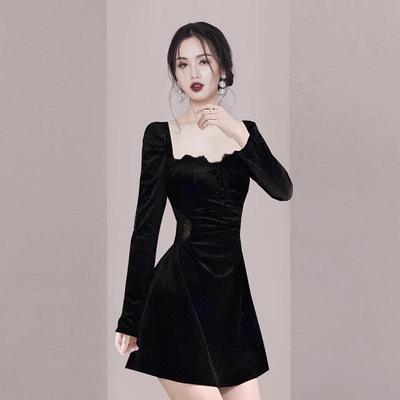 法式赫本风高级感黑色连衣裙