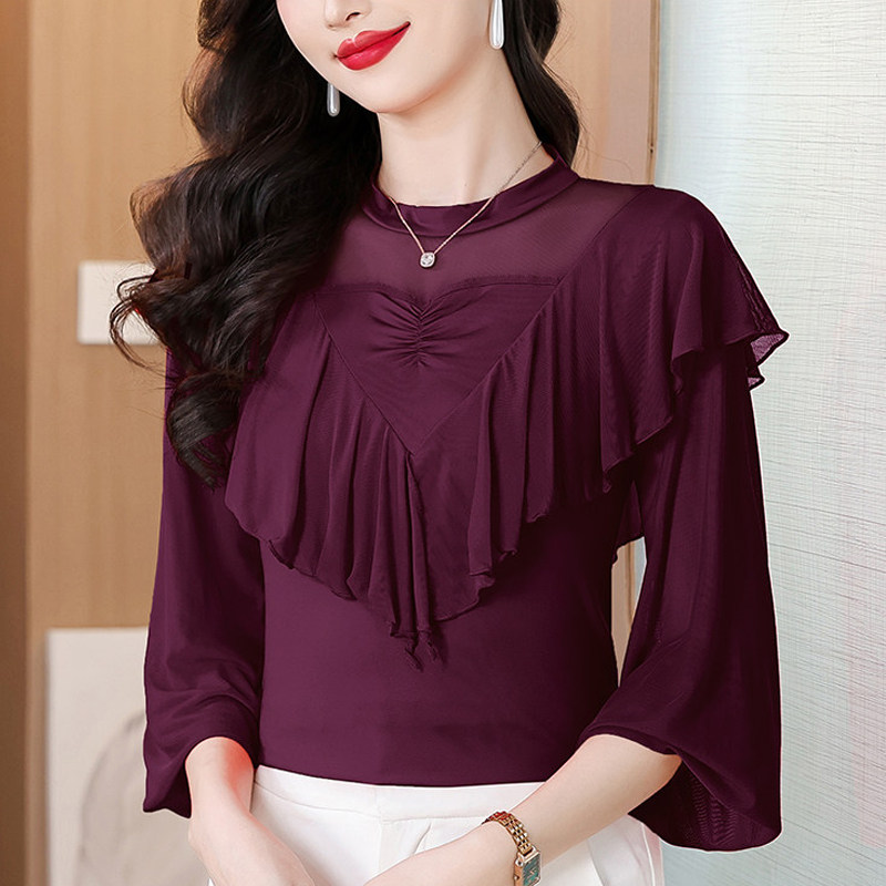 拉丁舞上衣女春夏装新款成人女跳舞蹈专业练功长袖广场舞演出服装