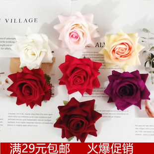 DIY仿真工藝絨布玫瑰新娘花頭婚慶擺飾裝 飾花朵絹花胸花拱門花飾