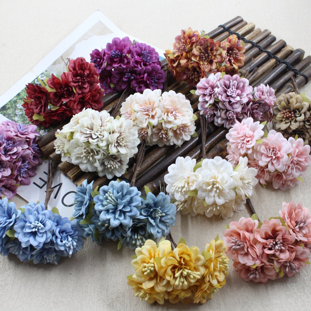 新款仿真油画小雏菊花束 DIY制作花环喜糖盒手腕花头饰材料假花