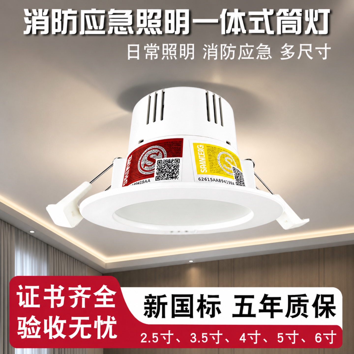 led消防应急筒灯暗装一体化