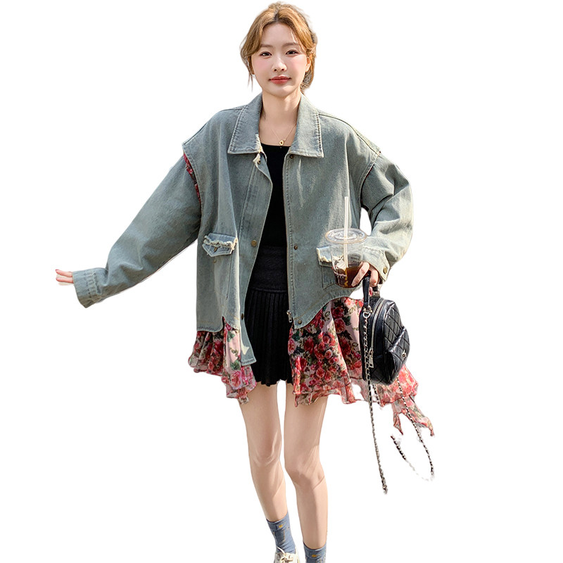 2026年秋假两件牛仔拼碎花外套2C066-3010-P145-K218,女装短外套,2C066