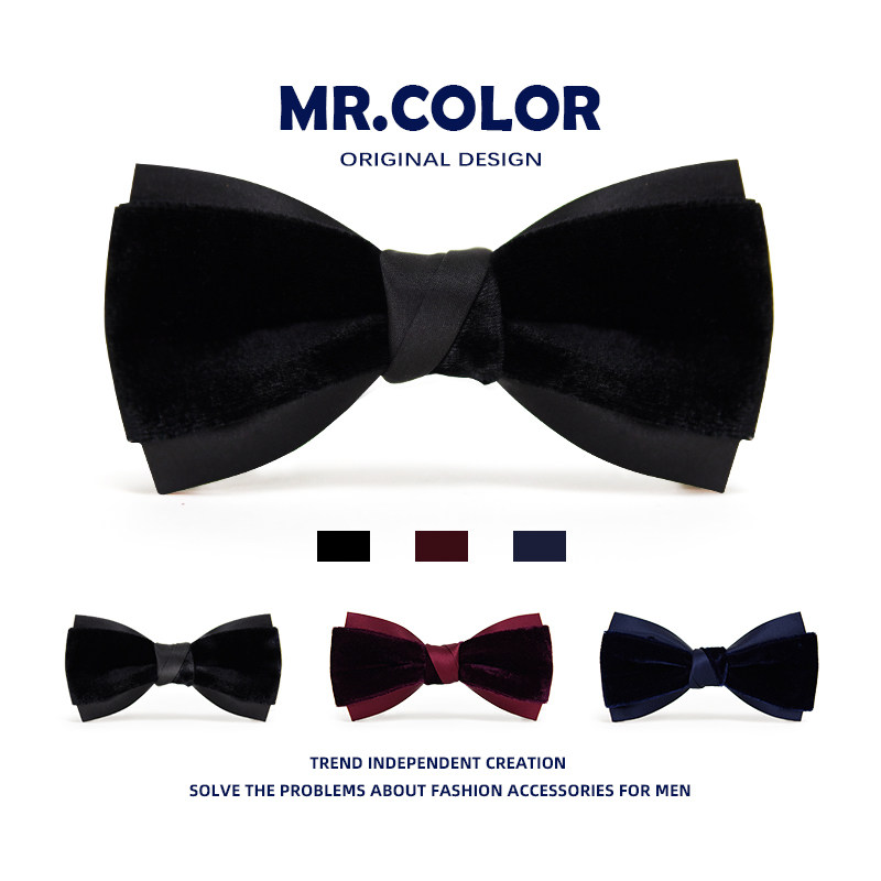 MRCOLOR凯乐先生男士领结婚新郎伴郎黑蓝红金丝绒拼色双层蝴蝶结,服饰配件/皮带/帽子/围巾,领结,淘宝优惠券,粉丝福利购,淘宝优惠卷