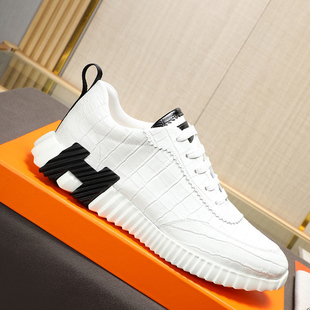 邦家尼欧洲站男鞋板鞋潮牌舒适运动跑步鞋单鞋男鳄鱼纹透气牛皮