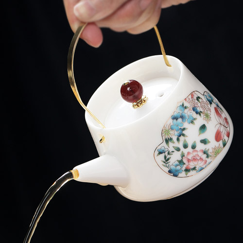 德化白瓷茶夫茶具套装羊脂玉泡茶盖碗茶壶整套家用日具茶式泡功器