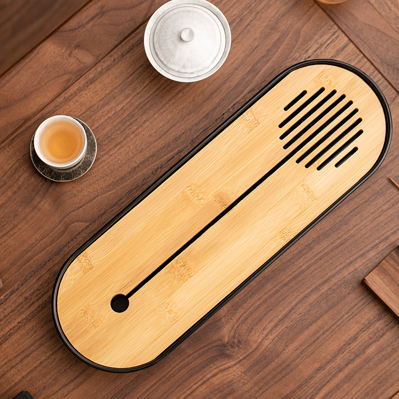 沥水竹制茶盘家用简约小型储水式茶台功夫茶具茶海密胺托盘干泡盘