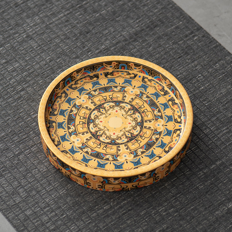 唐卡珐琅彩壶承干泡台盖碗底座储水茶承家用复古圆托盘茶道养壶垫,餐饮具,茶道/零配,淘宝优惠券,粉丝福利购,淘宝优惠卷