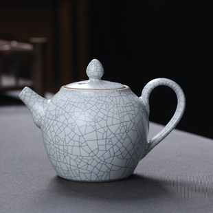 汝窑茶壶可养开片禅翼纹泡茶器功夫茶具家用泡茶壶大容量过滤单壶