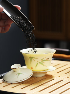 羊脂玉功夫茶具套装家用干泡小茶盘陶瓷茶杯办公室高档中式泡茶器