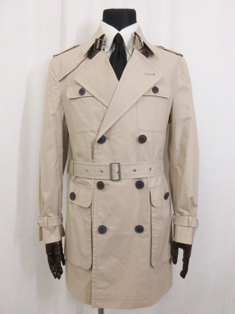 日本三阳bur blacklabel/老款折扣黑标多兜双排防水中长款风衣