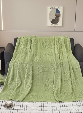 加厚提花纯色毯子保暖床单夏季沙发空调盖毯午睡法兰绒单人小毛毯