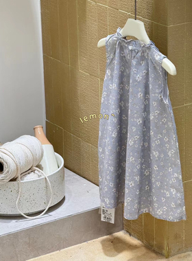 foamy童装夏款儿童木耳边纯棉无袖碎花连衣裙韩系碎花无袖连衣裙