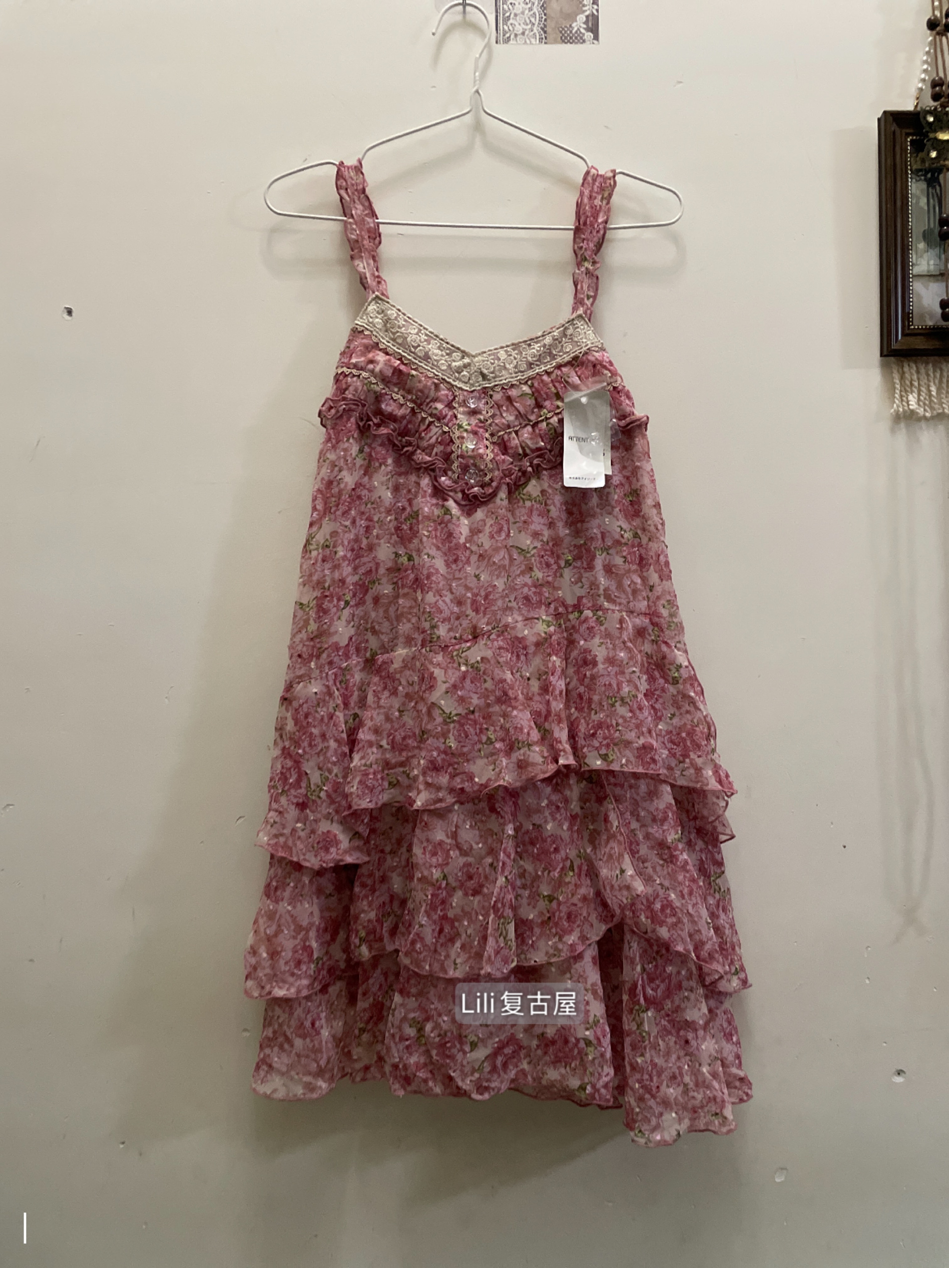 海淘古着vintage日牌axes蕾丝花边上衣半身裙碎花连衣裙裤裙