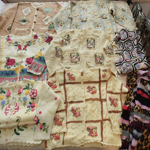 古着vintage元气仙女针织弹力毛衣ins森系慵懒秋冬复古重工刺绣款