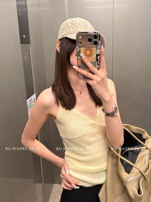 BU RIVERS夏上新韩系简约百搭显瘦V领无袖针织吊带背心女