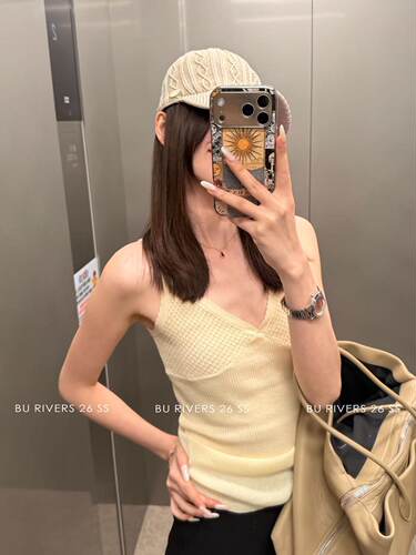 BU RIVERS夏上新韩系简约百搭显瘦V领无袖针织吊带背心女