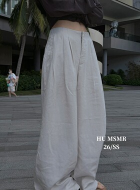 26年夏!【HUMSMR】韩系简约百搭显瘦压褶宽松百搭休闲裤C1368