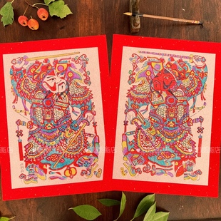 2026年门神灶王杨家埠木版年画大门帘传统特色手工艺复古新春贴画