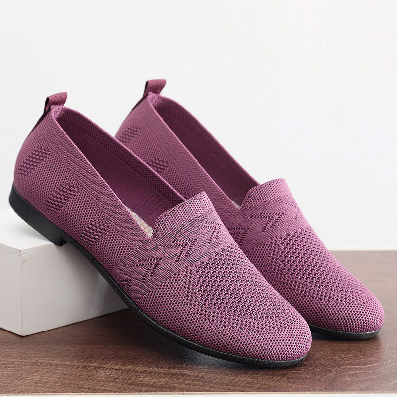 2026春季新款针织透气软底飞织女士简约舒适平底鞋女鞋一脚蹬单鞋,女鞋,浅口单鞋,淘宝优惠券,粉丝福利购,淘宝优惠卷
