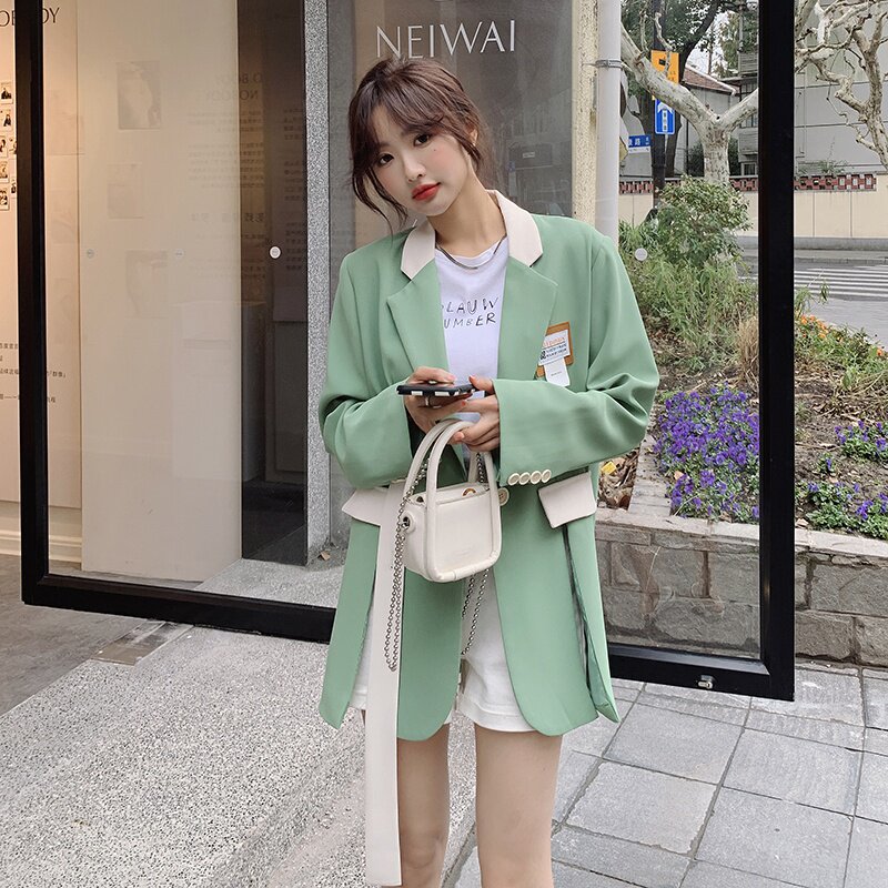 【现货】前开叉+飘带撞色设计款小西装Z287-2202-P115,女装西装,浙宝287