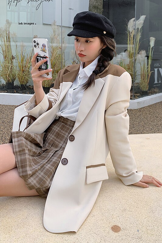 【现货】简约百搭气质小西装拼接撞色Z287-2208-P120-K168,女装西装,浙宝287