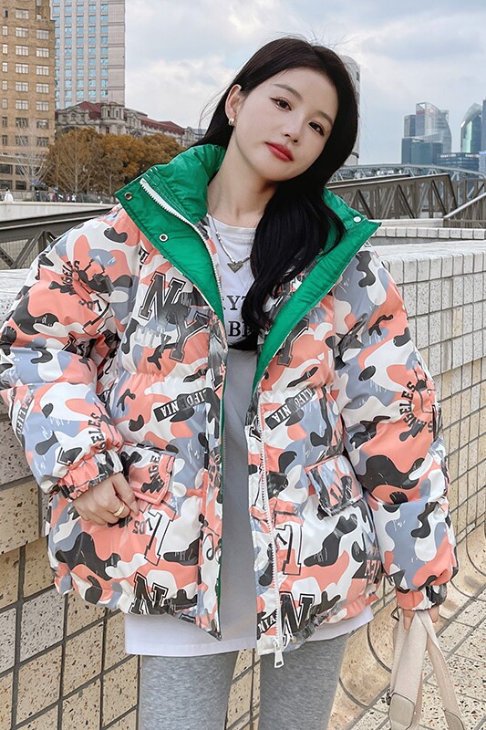冬季新款印花拼色中长款面包服287-F2260-P150-K228,女装棉衣/棉服,浙宝287