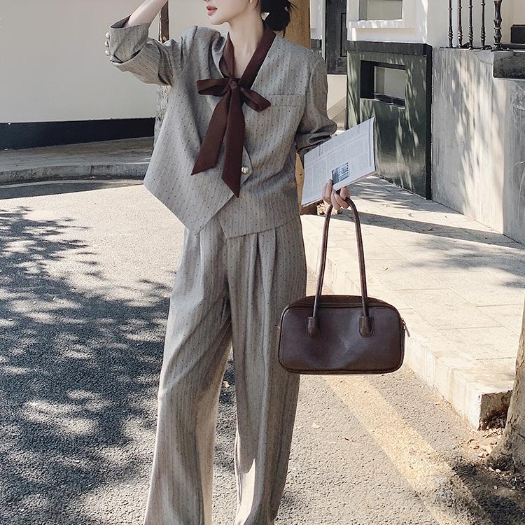 小香风波点西装套装女春秋2025新款轻熟风御姐韩系两件套流行,女装套装/套裙,浙宝287