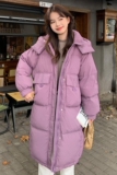 韩版中长款过膝连帽羽绒服女2025冬季新款加厚显瘦保暖白鸭绒外套，女装羽绒服，浙宝287