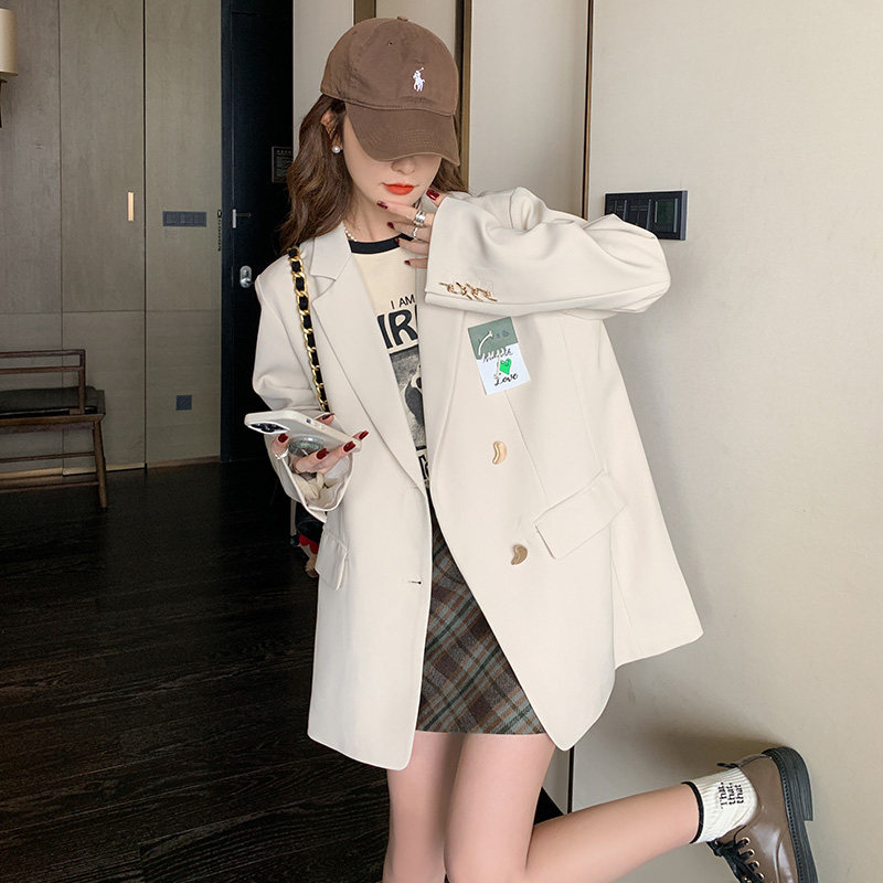 米白色休闲西装外套女2025年春季新款设计感独特超好看小西服上衣,女装短外套,浙宝287
