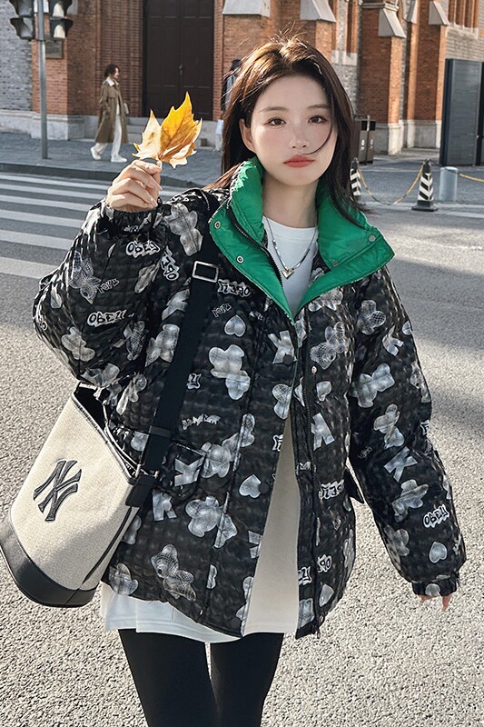 冬季新款印花拼色中长款面包服287-F2260-P150-K228,女装棉衣/棉服,浙宝287