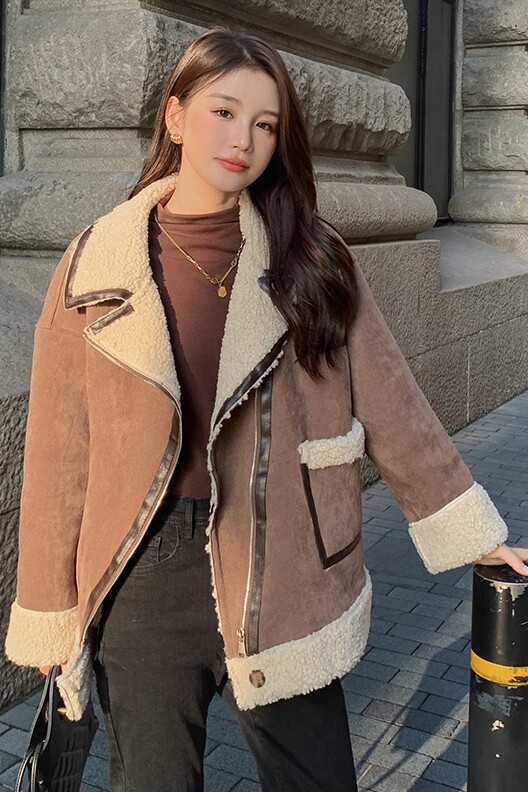 [现货]冬季新款帅气机车皮毛一体服287F2255P185K268,女装短外套,浙宝287