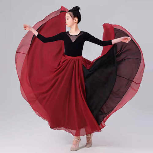 卜卦古典舞蹈服半身裙大摆裙720度现代舞小豆苗同款双面穿开衩裙