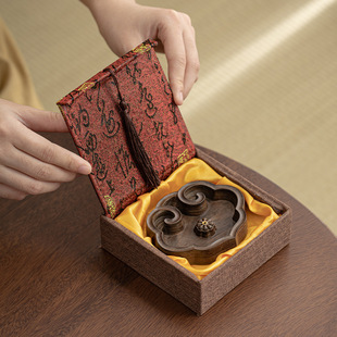 如意香台线香底座胡桃木香插香座香托摆件插香盘沉香薰炉茶道配件
