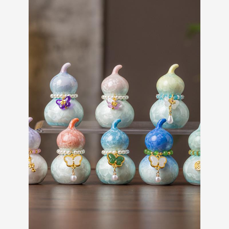 创意结晶釉渐变小葫芦茶道零配