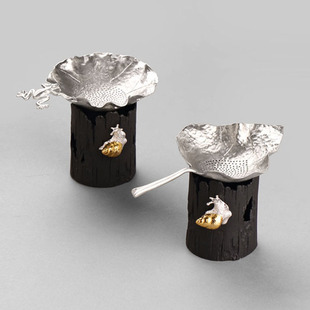 纯锡茶漏创意茶滤套装滤茶器公道杯过滤网金属茶宠盖置托架茶漏斗