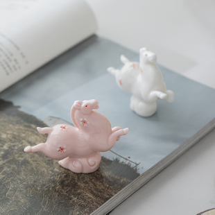 马到成功茶宠摆件茶壶盖碗陶瓷马踏祥云盖托中式茶器杯托萌趣盖置