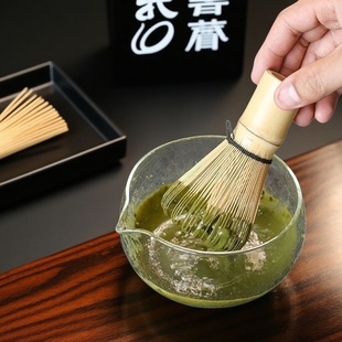 【可加热点茶碗】晶莹日式锤目纹玻璃抹茶碗点茶碗茶筅冷泡打茶碗