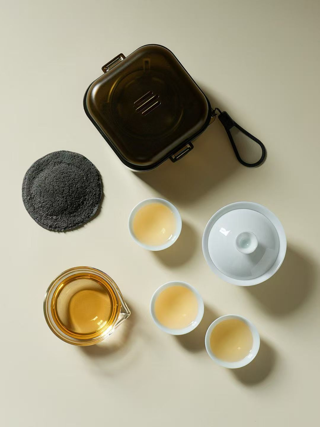 陶瓷旅行茶具套装一壶三杯户外便携式快客杯功夫茶具套装家用泡茶