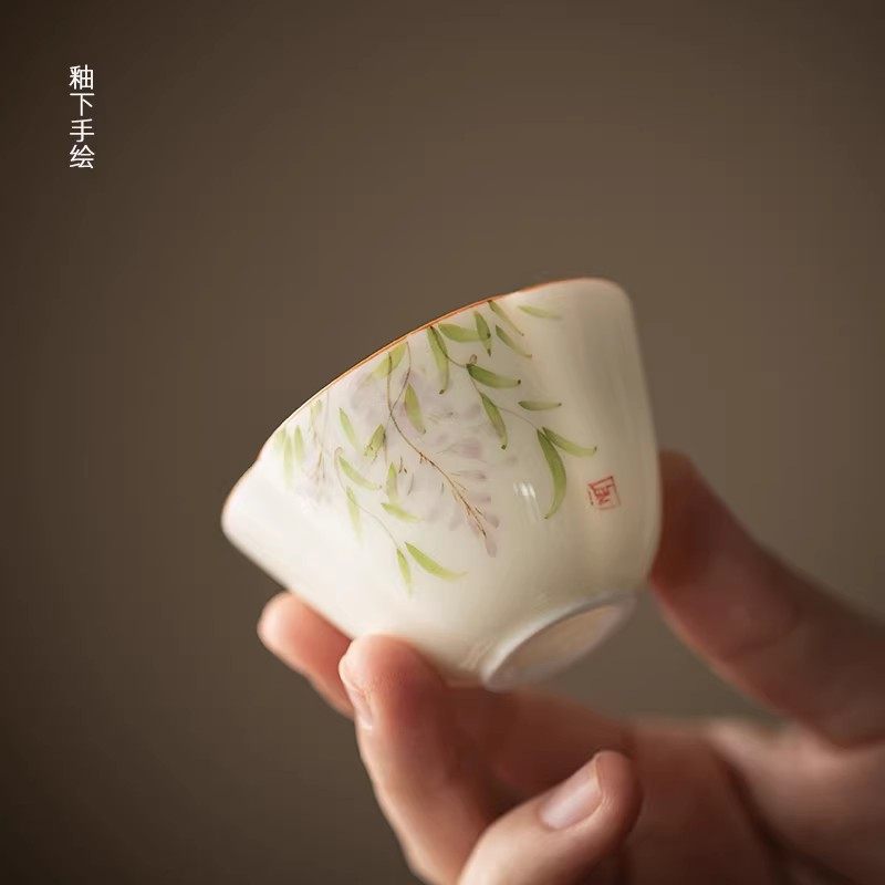 釉下彩手绘茶杯陶瓷女士专用品茗杯精致清新功夫茶具家用小清新,餐饮具,茶杯,淘宝优惠券,粉丝福利购,淘宝优惠卷