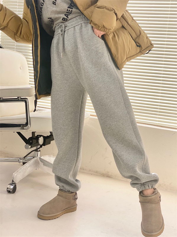 2025冬季河南桑坡百搭小标加绒卫裤女运动加厚情侣长裤男舒适保暖